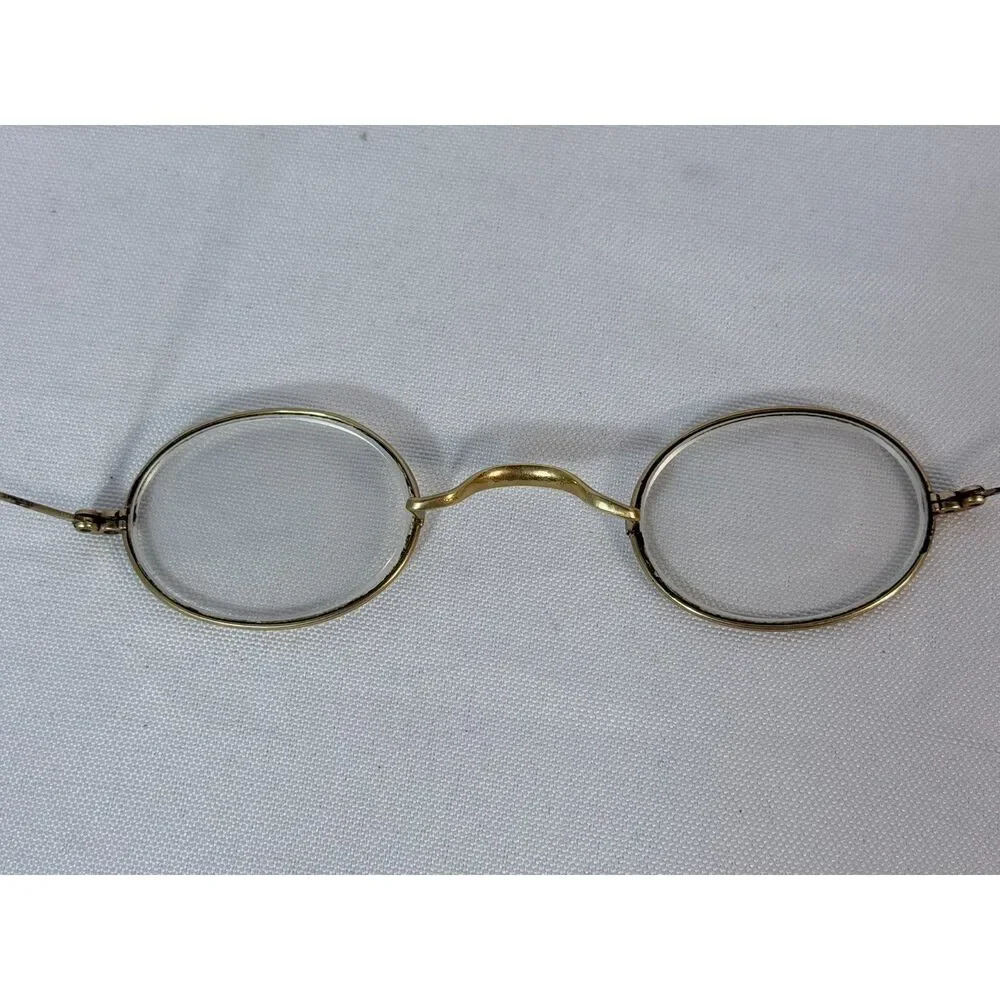 Antique STEVENS & CO Victorian Era Gold Wire Rim Eyeglasses Near Sight Cable